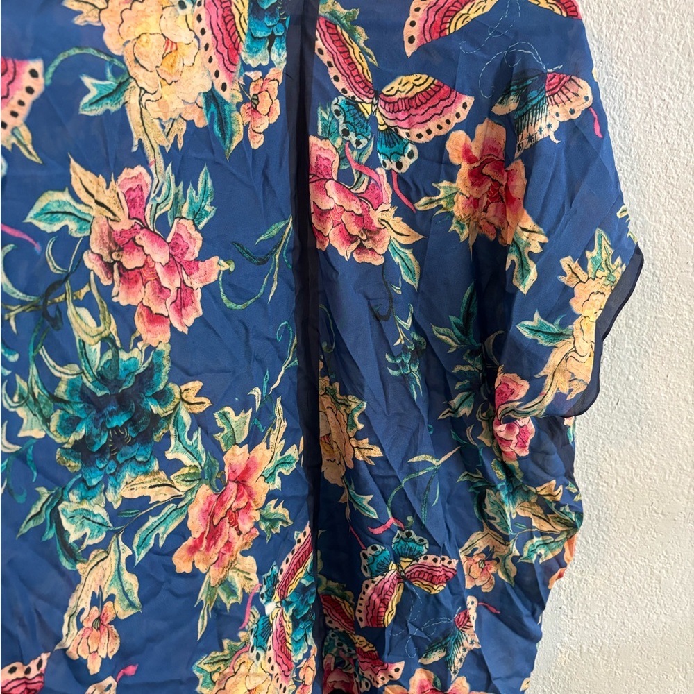 Soft Surroundings Blue Floral Kimono